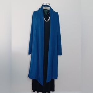 Rags& Couture Blue Open Front Longline Cardigan Size S